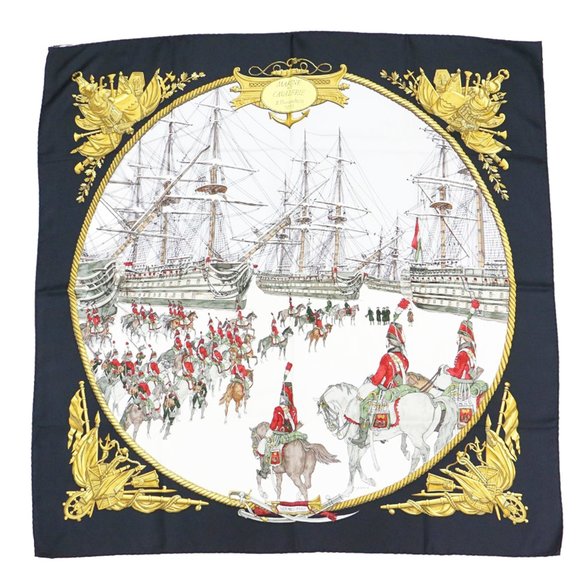 Hermès Carré 90 Black Silk scarf - Picture 1 of 7